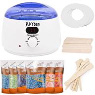 🧼 waxing kit for women men, pjyban digital hair removal wax warmer with 6 packs hard wax beans, 20 pcs wooden applicator sticks – white, relaxing home wax kit for body, legs, face, underarm, bikini logo