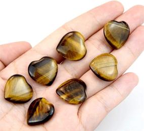img 2 attached to 🔮 Marrywindix 15 Packs 0.8 Inch Healing Crystal Natural Tiger Eye Stone Heart Love Carved Palm Worry Stone for Chakra Reiki Balancing