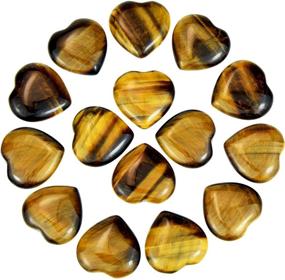 img 4 attached to 🔮 Marrywindix 15 Packs 0.8 Inch Healing Crystal Natural Tiger Eye Stone Heart Love Carved Palm Worry Stone for Chakra Reiki Balancing