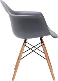 img 1 attached to 🪑 Набор стульев с подлокотниками Poly and Bark Grey Vortex - современный дизайн середины века для кухни, гостиной и столовой - натуральные деревянные ножки.