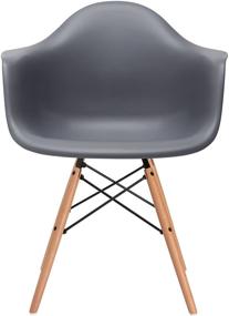 img 2 attached to 🪑 Набор стульев с подлокотниками Poly and Bark Grey Vortex - современный дизайн середины века для кухни, гостиной и столовой - натуральные деревянные ножки.