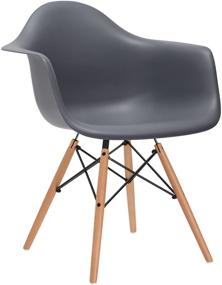 img 3 attached to 🪑 Набор стульев с подлокотниками Poly and Bark Grey Vortex - современный дизайн середины века для кухни, гостиной и столовой - натуральные деревянные ножки.