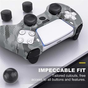 img 2 attached to 🎮 MoKo PS5 Controller Skin Case, Gray - Silicone Cover Skin with 8 Thumb Grip Caps, Shock-Absorption & Anti-Scratch - Compatible with Sony Playstation 5 DualSense Wireless Controller 2020