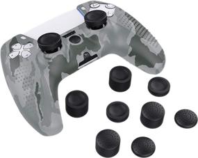 img 4 attached to 🎮 MoKo PS5 Controller Skin Case, Gray - Silicone Cover Skin with 8 Thumb Grip Caps, Shock-Absorption & Anti-Scratch - Compatible with Sony Playstation 5 DualSense Wireless Controller 2020