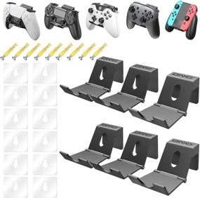 img 4 attached to OIVO Wall Mount Holder for PS3/PS4/PS5/Xbox 360/Xbox One/S/X/Elite/Series S/Series X Controllers | Pro Controller | Foldable Wall Mount for Video Game Controllers & Headphones - Pack of 6