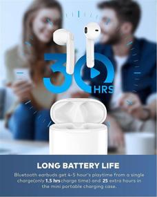 img 2 attached to 🎧 Беспроводные водонепроницаемые наушники Lasuney Bluetooth 5.0 с микрофоном - 30 часов воспроизведения, стереонаушники в ушах и зарядный футляр для спорта.