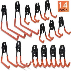 img 4 attached to 🔧 Foozet 14 Pack Garage Storage Hooks Tool Hangers: Heavy Duty Utility Hook Wall Mount for Ladders, Bikes, Hoses & More - Anti-Slip Coating for Secure Organization