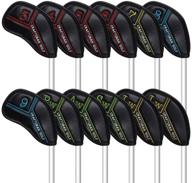 craftsman golf black pu leather iron head covers set: fits callaway, ping, taylormade, cobra, mizuno & more - colorful no. 5 logo