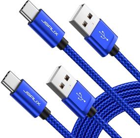 img 4 attached to ⚡ Кабель USB Type C JSAUX 3A быстрой зарядки - [2 штуки 6.6 футов] USB-C зарядный кабель из нейлона для Samsung Galaxy S20 S10 S9 S8 и других устройств - синий - надежное и эффективное решение для зарядки.