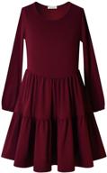 charming ruffle sleeve babydoll burgundy dress for girls - perfashion girls' clothing logo