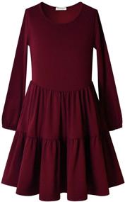 img 4 attached to Charming Ruffle Sleeve Babydoll Burgundy Dress for Girls - Perfashion Girls' Clothing