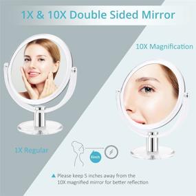 img 3 attached to 🔍 Fabuday Double-Sided Makeup Mirror with 1X & 10X Magnification for Bathroom and Bedroom - 7 Inch Dual Sided Magnifying Mirror with Stand, 360 Degree Rotation, Clear & Transparent