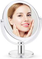 🔍 fabuday double-sided makeup mirror with 1x & 10x magnification for bathroom and bedroom - 7 inch dual sided magnifying mirror with stand, 360 degree rotation, clear & transparent logo