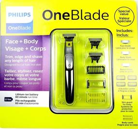 img 3 attached to Philips Norelco OneBlade Face + Body Trimmer and Shaver with Stubble Combs, Skin Guard, and Body Comb - Value Bundle including 3 Blades QP2630/60 (Black/Silver)