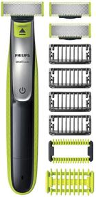 img 4 attached to Philips Norelco OneBlade Face + Body Trimmer and Shaver with Stubble Combs, Skin Guard, and Body Comb - Value Bundle including 3 Blades QP2630/60 (Black/Silver)