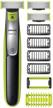 philips norelco oneblade face + body trimmer and shaver with stubble combs, skin guard, and body comb - value bundle including 3 blades qp2630/60 (black/silver) logo