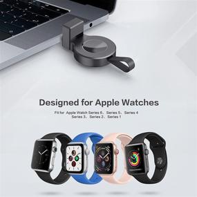 img 3 attached to 🔌 Переносное магнитное зарядное устройство для iWatch с USB: Быстрая зарядка для Apple Watch Series 6/5/4/3/2/1/SE - 2 штуки Совместимые беспроводные зарядки (черный)