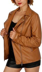 img 3 attached to Womens Leather Jacket Motorcycle Outwear Women's Clothing