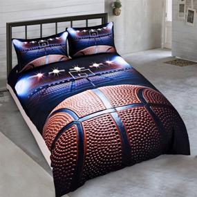 img 3 attached to SxinHome Basketball Theme Bedding Set: Queen Size Duvet Cover Set for Teen Boys – 3pcs Including 1 Duvet Cover & 2 Pillowcases (No Duvet or Comforter Included)