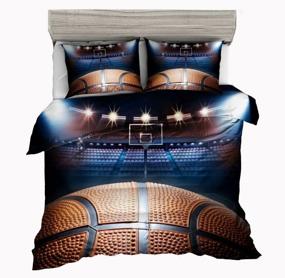 img 4 attached to SxinHome Basketball Theme Bedding Set: Queen Size Duvet Cover Set for Teen Boys – 3pcs Including 1 Duvet Cover & 2 Pillowcases (No Duvet or Comforter Included)