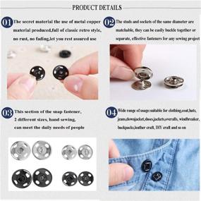 img 2 attached to 🧵 Janegio 200 Sets Sew-on Snap Metal Fasteners in 8 mm and 10 mm Sizes for Sewing Clothing - Silver and Black Buttons