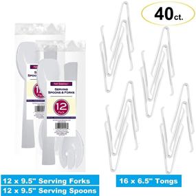img 2 attached to 🍽️ Plastic Party Buffet Serving Utensils Kit - 40-Piece White Spoons/Forks/Tongs for Essential Party Supplies