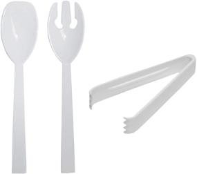 img 4 attached to 🍽️ Plastic Party Buffet Serving Utensils Kit - 40-Piece White Spoons/Forks/Tongs for Essential Party Supplies