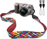 📷 wolven camera neck shoulder belt strap: ultimate compatibility, vibrant multi-colored design logo