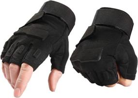 img 2 attached to 🧤 TiRain Military Half Finger Fingerless Tactical Gloves for Airsoft, Hunting, Riding, Cycling - Outdoor Sports, Athletics, Biking Fingerless Gloves