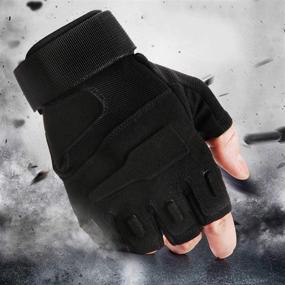 img 1 attached to 🧤 TiRain Military Half Finger Fingerless Tactical Gloves for Airsoft, Hunting, Riding, Cycling - Outdoor Sports, Athletics, Biking Fingerless Gloves