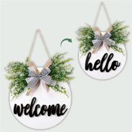 aerwo interchangeable welcome sign: rustic front door decor with buffalo plaid bow - perfect spring housewarming gifts and home decorations логотип