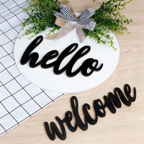 img 2 attached to AerWo Interchangeable Welcome Sign: Rustic Front Door Decor with Buffalo Plaid Bow - Perfect Spring Housewarming Gifts and Home Decorations