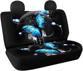img 3 attached to Dolyues Blue Butterfly Moon Print Чехлы на задние сиденья автомобиля 2 шт. Для женщин
