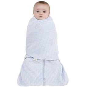 img 3 attached to 👶 HALO Sleepsack Plush Dot Velboa Swaddle: 3-Way Adjustable, Blue, Newborn Size 0-3 Months