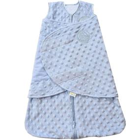 img 4 attached to 👶 HALO Sleepsack Plush Dot Velboa Swaddle: 3-Way Adjustable, Blue, Newborn Size 0-3 Months