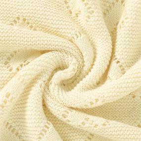 img 1 attached to 👶 Mimixiong Cotton Knit Baby Blankets for Newborns - Ivory Khaki, 30x40 Inches, Perfect Toddler Swaddling & Cellular Blanket