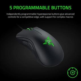 img 1 attached to 🖱️ High Precision Gaming: Razer DeathAdder Essential Mouse - 6400 DPI Optical Sensor - 5 Programmable Buttons - Mechanical Switches - Rubber Side Grips - Classic Black