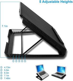 img 2 attached to 🔥 XtremPro Portable Metal Mesh Laptop Cooler Cooling Pad - 6 Quiet Fans, Green LED Light, 5 Adjustable Heights - Up to 17" Notebook - 2 USB Interface - Speed Control Switch - Non-Slip - Black