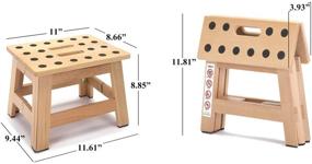 img 3 attached to 🪑 Folding Wooden Stool - 8.8" Height - Step Stool for Adults & Kids, Foldable and Portable - Ideal for Kitchen, Garden, Camping - Patented Design - Supports up to 300 Lbs