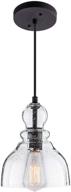 🔦 lanros industrial mini pendant lighting: stylish black farmhouse lamp with clear seeded glass shade - perfect for kitchen island or restaurant décor (1 pack) логотип