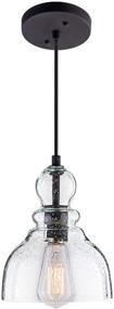 img 3 attached to 🔦 LANROS Industrial Mini Pendant Lighting: Stylish Black Farmhouse Lamp with Clear Seeded Glass Shade - Perfect for Kitchen Island or Restaurant Décor (1 Pack)