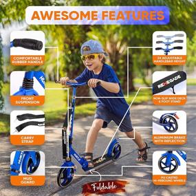 img 3 attached to 🛴 Hurtle Scooter – Teenage Kick Scooter – 2 Wheel Scooter with Adjustable T-Bar Handlebar – Folding Adult Kick Scooter with Anti-Slip Alloy Deck