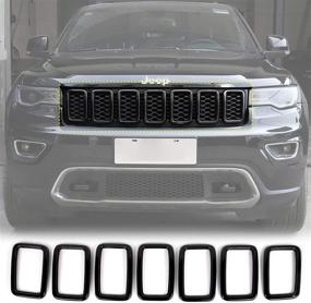 img 4 attached to 🔥 JeCar Front Grill Rings Grille Inserts Cover Trim Kit for 2017-2020 Jeep Grand Cherokee, Black (7 Pieces)