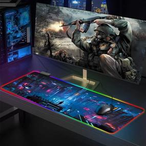 img 3 attached to 🖱️ Gaming Mouse Pad, Large LED Soft Extended Mouse Pad, Anti-Slip Rubber Base, RGB Computer Keyboard Mouse Mat - 31.5 X 12 Inch