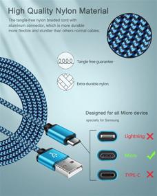 img 2 attached to Набор из 4 кабелей Micro USB на USB A, зарядные устройства для Android на 6 футов | Быстрая зарядка микрофона Droid, плетеный силовой кабель для Samsung Galaxy J7 J3 J8 S7 S6 S5 S4, PS4 Xbox, Kindle Fire 7 8 10 | Кабели для зарядки Android