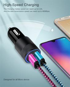 img 3 attached to Набор из 4 кабелей Micro USB на USB A, зарядные устройства для Android на 6 футов | Быстрая зарядка микрофона Droid, плетеный силовой кабель для Samsung Galaxy J7 J3 J8 S7 S6 S5 S4, PS4 Xbox, Kindle Fire 7 8 10 | Кабели для зарядки Android