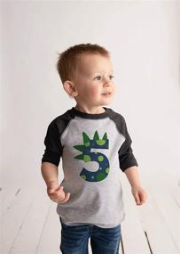 img 2 attached to Ate Apparel Dinosaur Birthday Raglan Boys' Clothing for Tops, Tees & Shirts