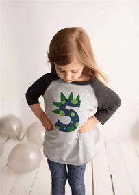 img 3 attached to Ate Apparel Dinosaur Birthday Raglan Boys' Clothing for Tops, Tees & Shirts