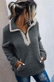 img 3 attached to Stay Cozy and Stylish with AQOTHES Women's Casual Zipper Sherpa Fleece Pullover Sweatshirt