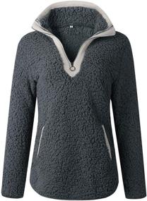 img 1 attached to Stay Cozy and Stylish with AQOTHES Women's Casual Zipper Sherpa Fleece Pullover Sweatshirt